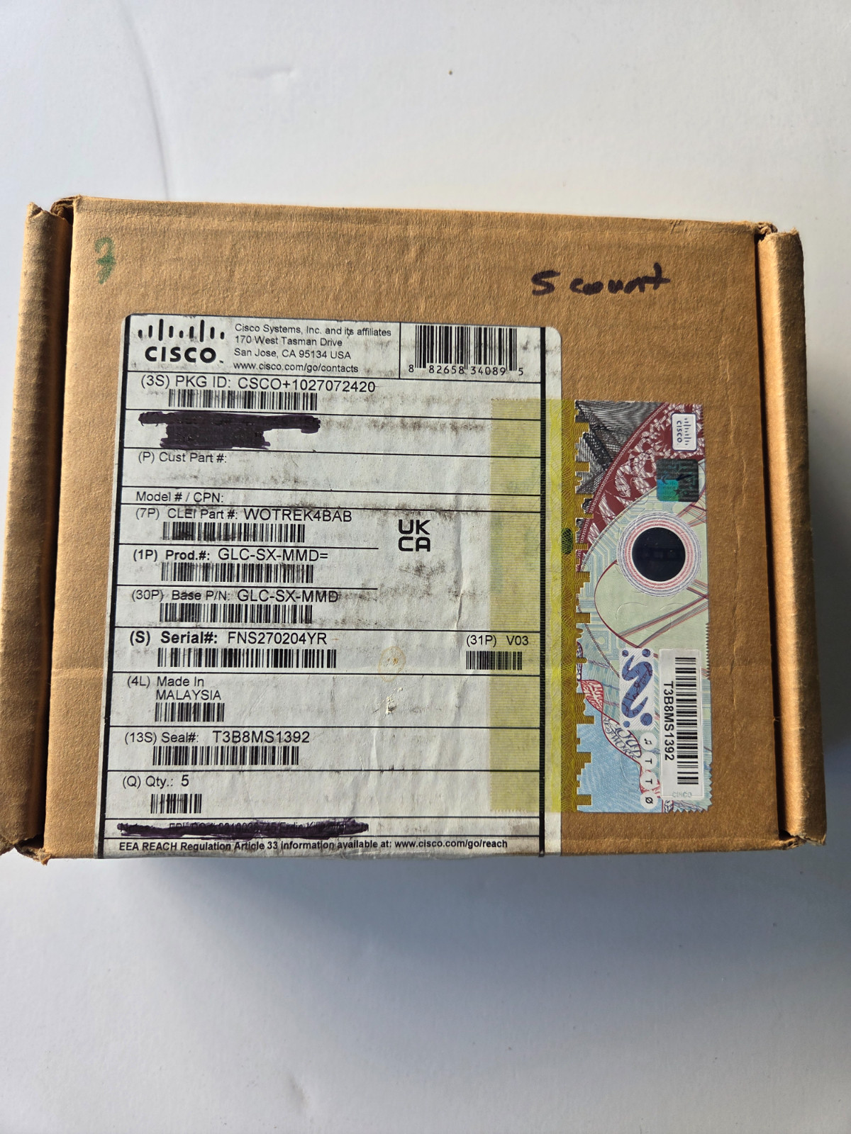 Cisco GLC-SX-MMD SFP Transceiver – 1000Base-SX – 850nm MMF – DOM –Hologram Label