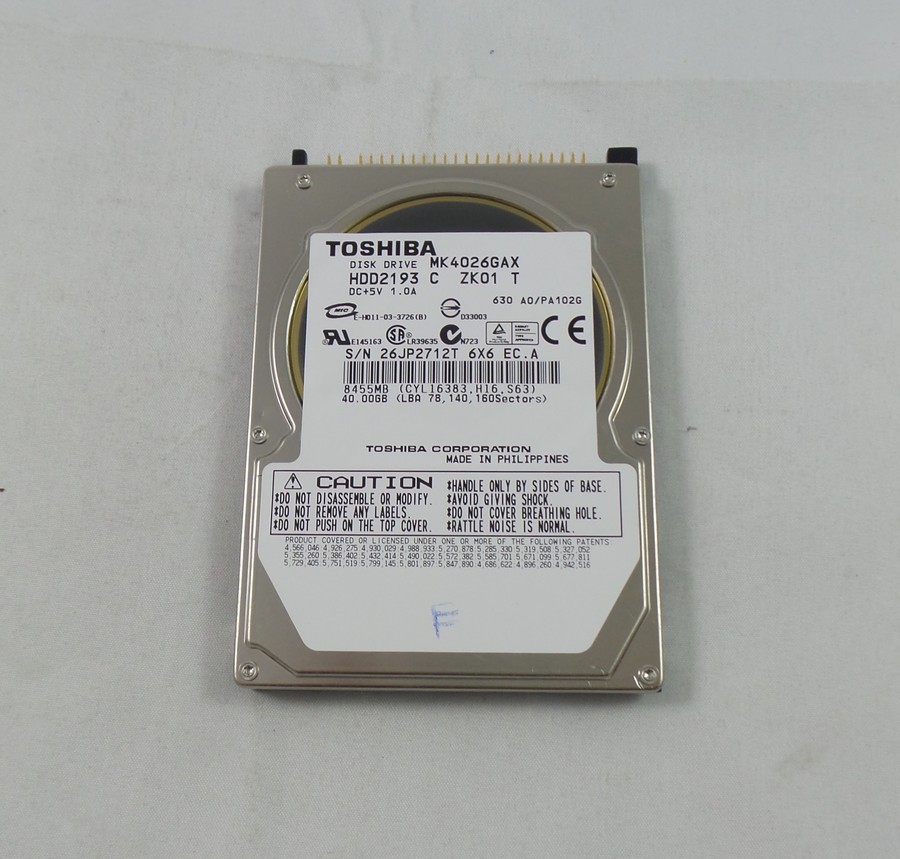 Toshiba 4026GAX 40GB UDMA/100 5400RPM 16MB 9.5mm ATA-100 Hard Drive