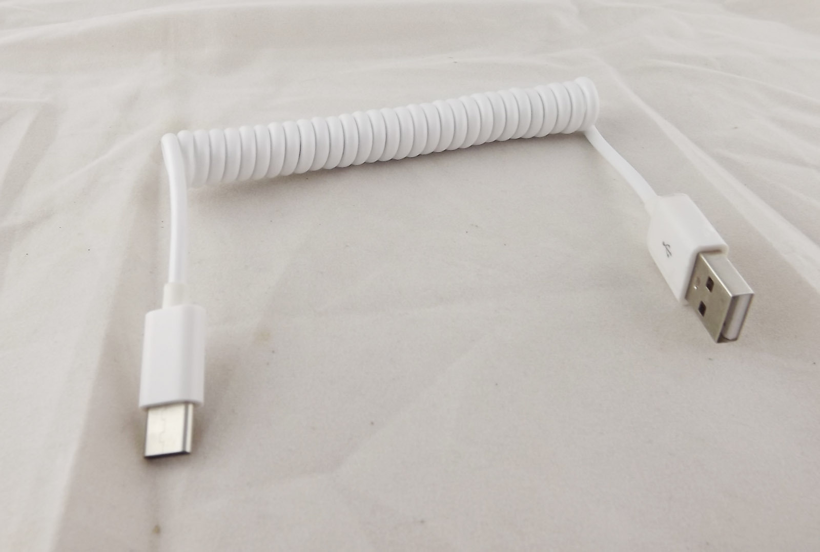 1x USB 3.1 Type C Male to 2.0 A Male Coiled Data Sync Cable Adapter White 3FT