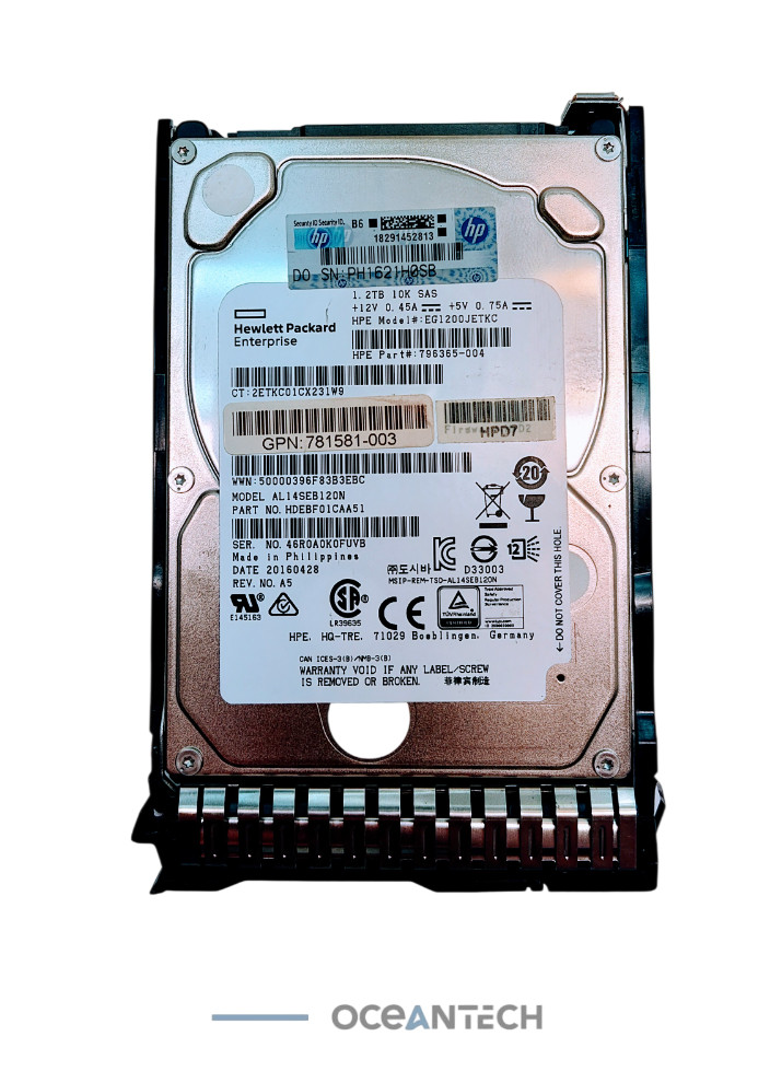 HPE 781581-003/004 1.2TB 10KRPM 12Gb 2.5" SAS Hard Drive Refurbished