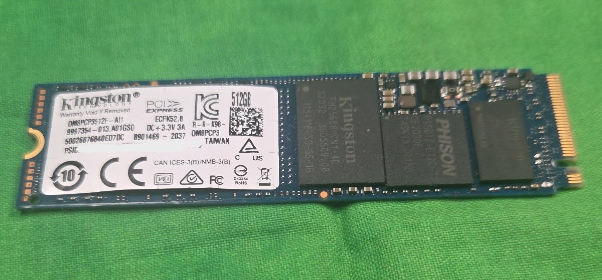 Kingston 0M8PCP3512F 512 GB NVMe 80mm Solid State Drive- Tested