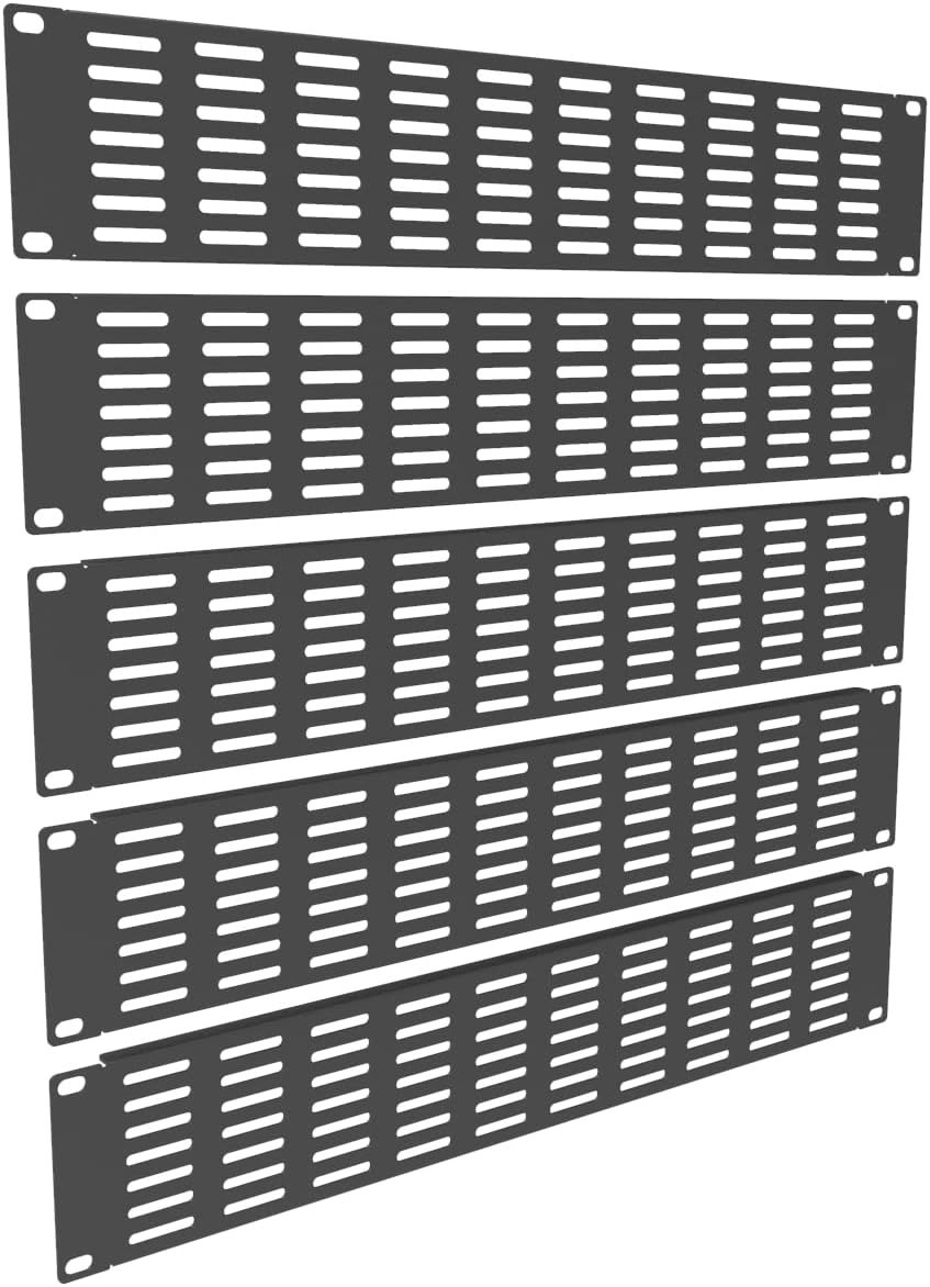 5 Pack of 2U Vented Blank Panel - Steel Blank Rack Mount Panel Spacer for 19i