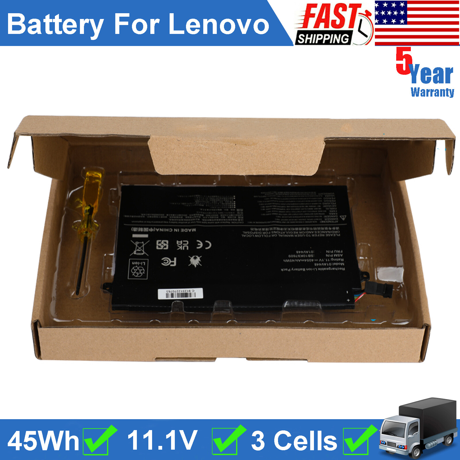 For Lenovo ThinkPad E480 E490 E590 E14 E15 L17L3P51 L17M3P51 01AV448 Battery 