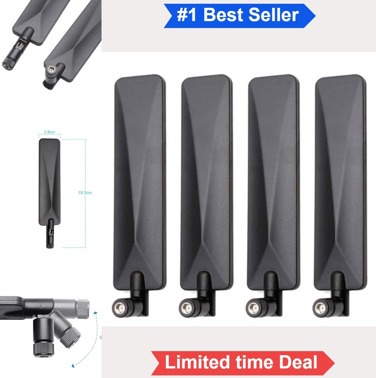 4G LTE Antenna RP-SMA Male 9dBi Replacement 4 Pack for Trail Camera Cellular