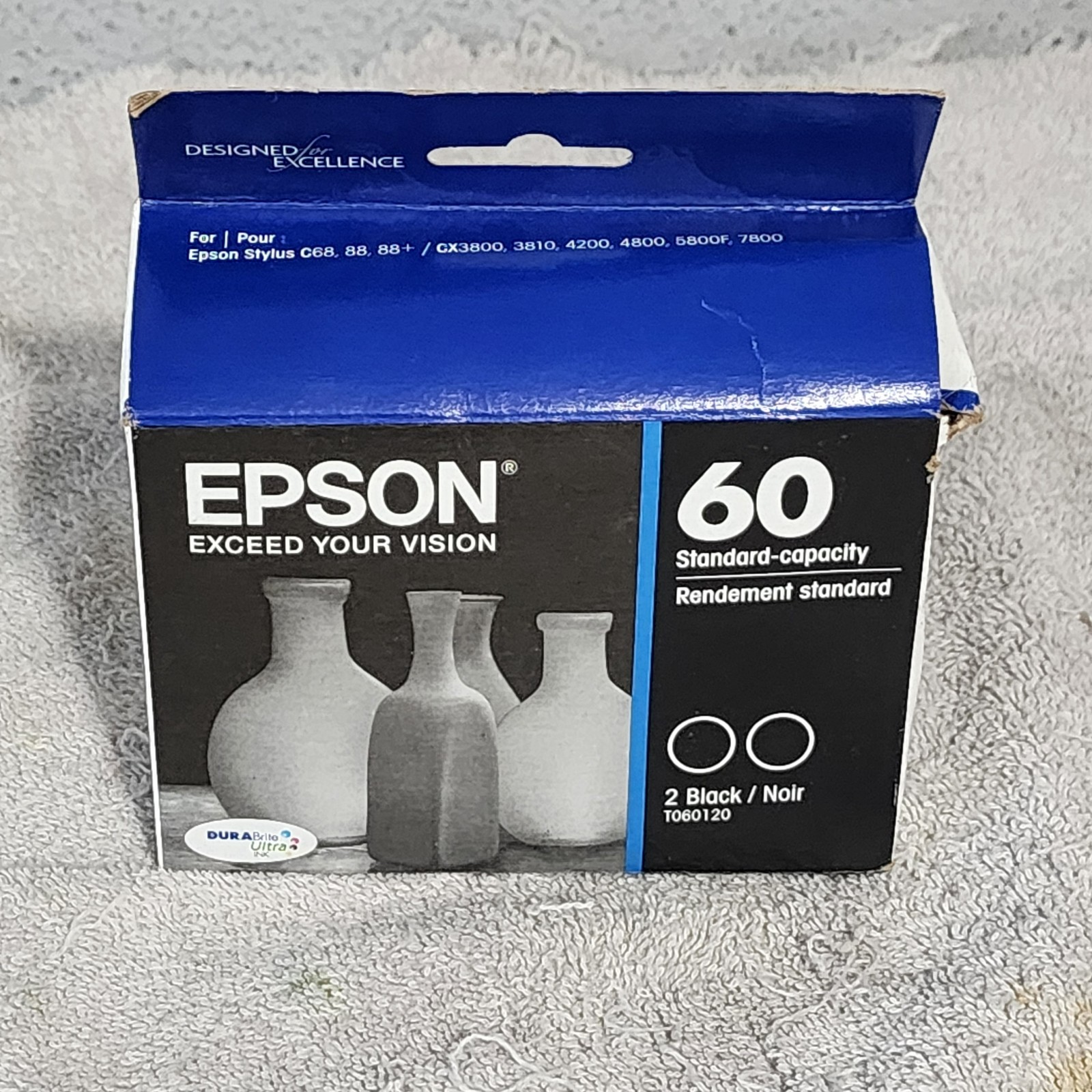 Epson T0601 60 Black Ink Cartridge 2 Pak Genuine New Sealed Box 2019