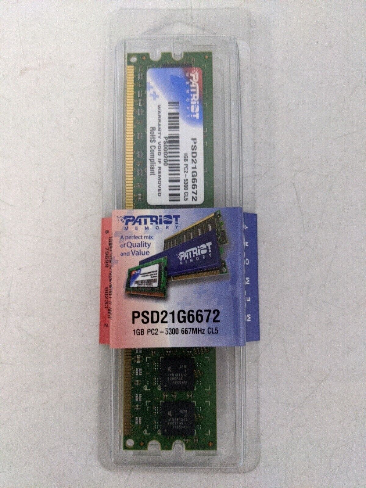 PATRIOT MEMORY 1GB PC2-5300 667MHz CL5 PSD21G6672