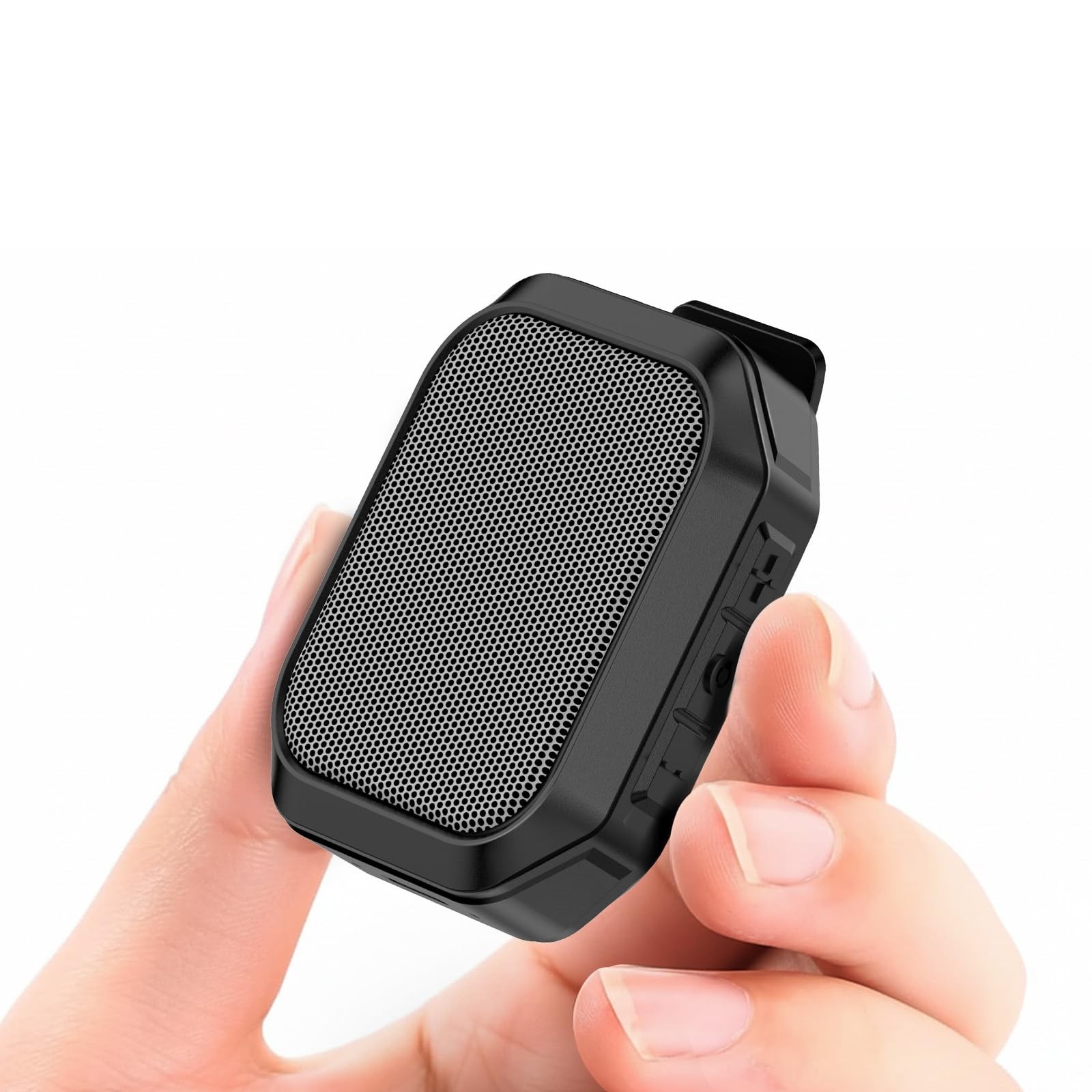 Xinborry Wearable Speaker, IPX7 Clip-On Portable, BT 6.0, TWS, Hands-Free Gray