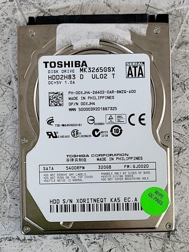 TOSHIBA MK3265GSX HDD2H83 Hard Drive 2.5" 320GB SATA