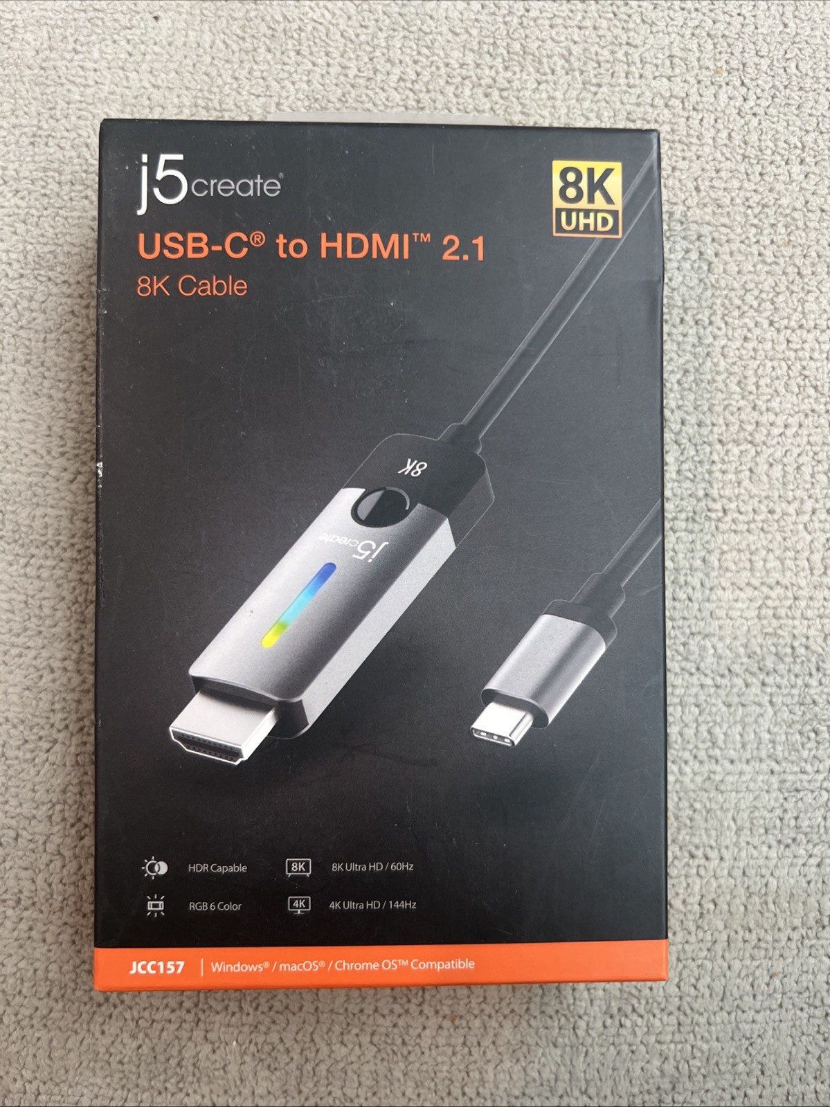 J5create USB-C to HDMI 2.1 8K Cable Space Grey/Black