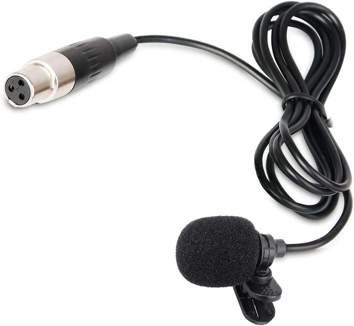 Lavalier Lapel Microphone with Mini XLR Jack, Hand-Free Clip-on clear 
