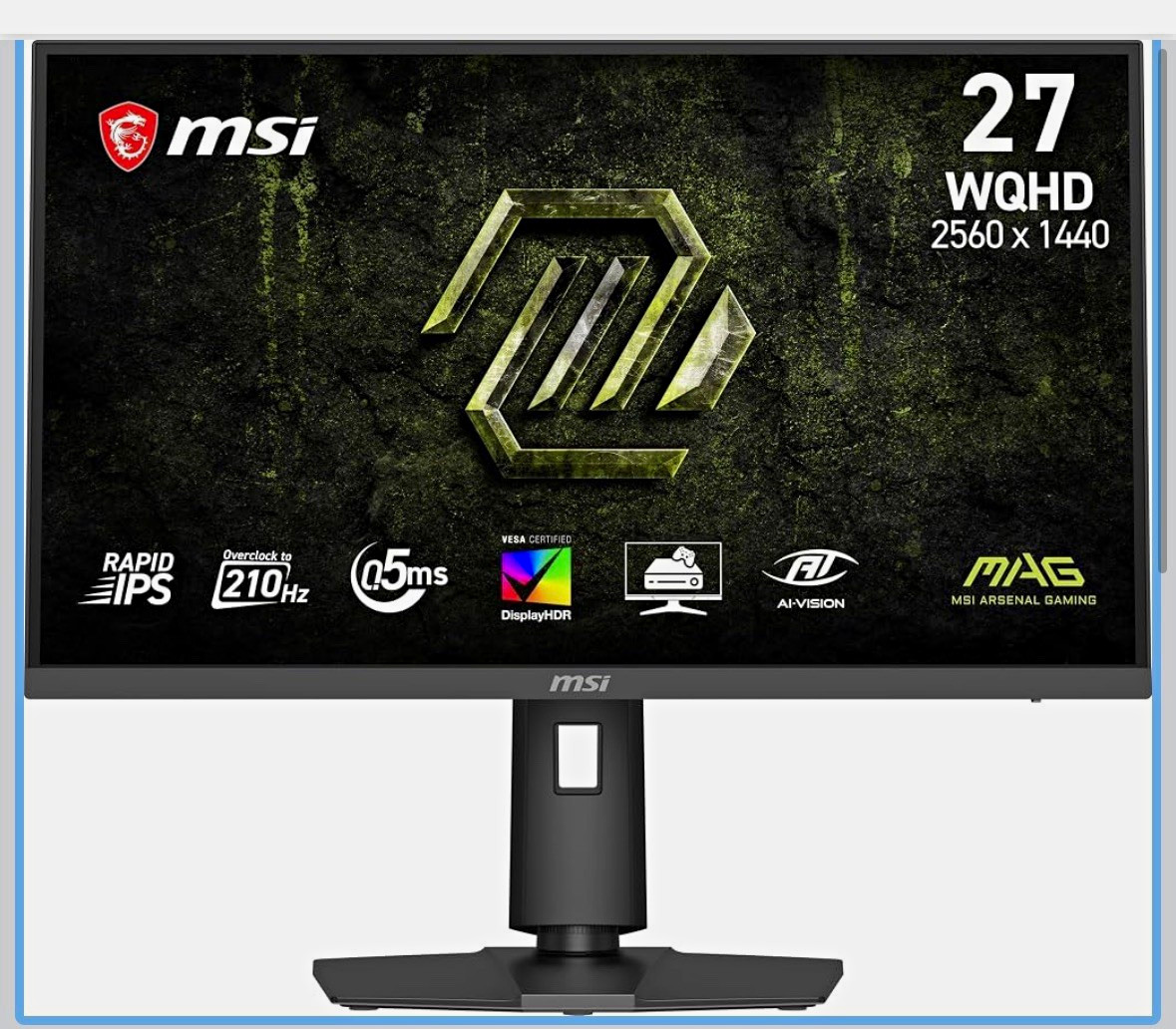 MSI MAG 27" 210Hz Rapid IPS Gaming Monitor
