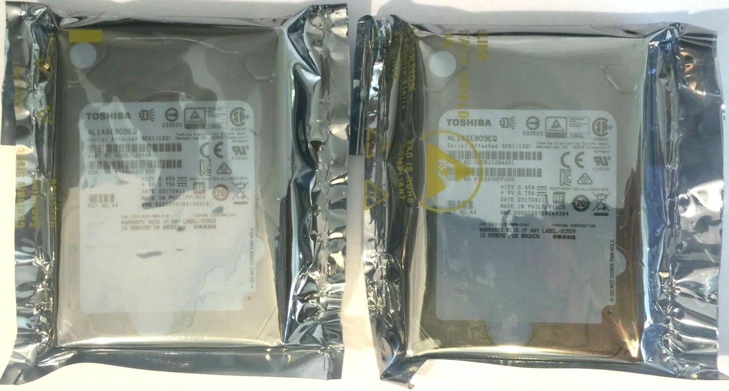  Toshiba 1.8TB 2x 900GB 10K SAS 12Gbps 2.5" HDDs AL14SEB09EQ for Dell HP Servers