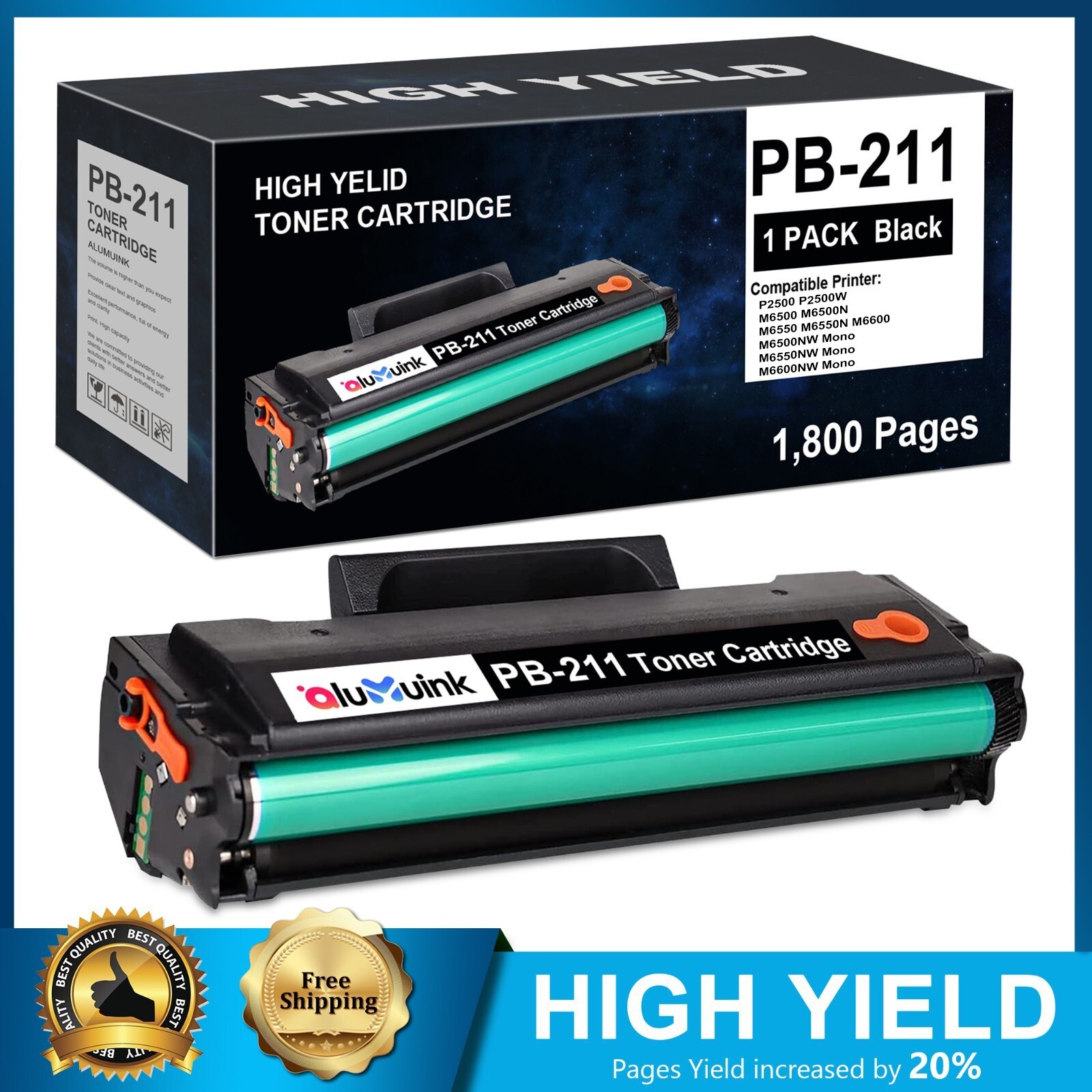 PB-211 Toner Cartridge Compatible for PantumP2500W  M6500NW M6550NW