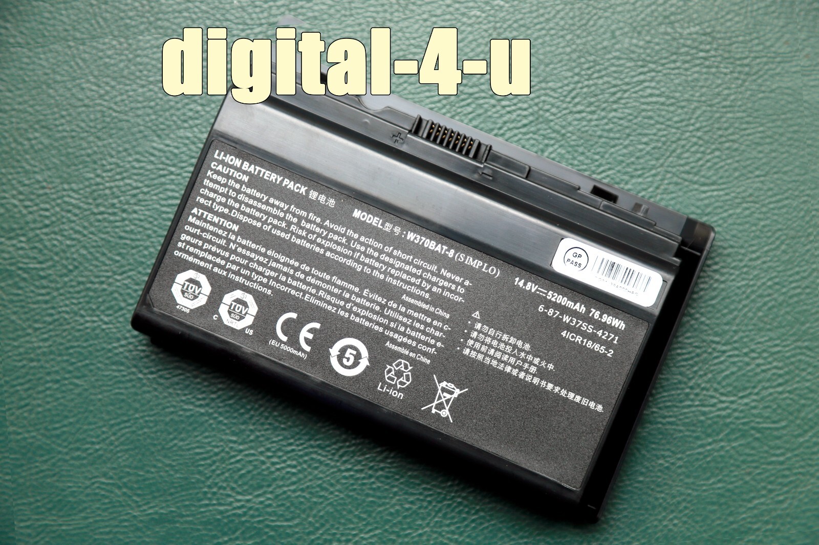 New Genuine W370BAT-8 Battery for Clevo W350ST W355ST W370ST W370SS NP7358 A522