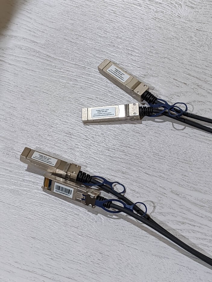 Two (2) Tripp Lite N280-20N-BK 0.5M SFP Plus Copper Cable Blk 30Awg 10Gbps