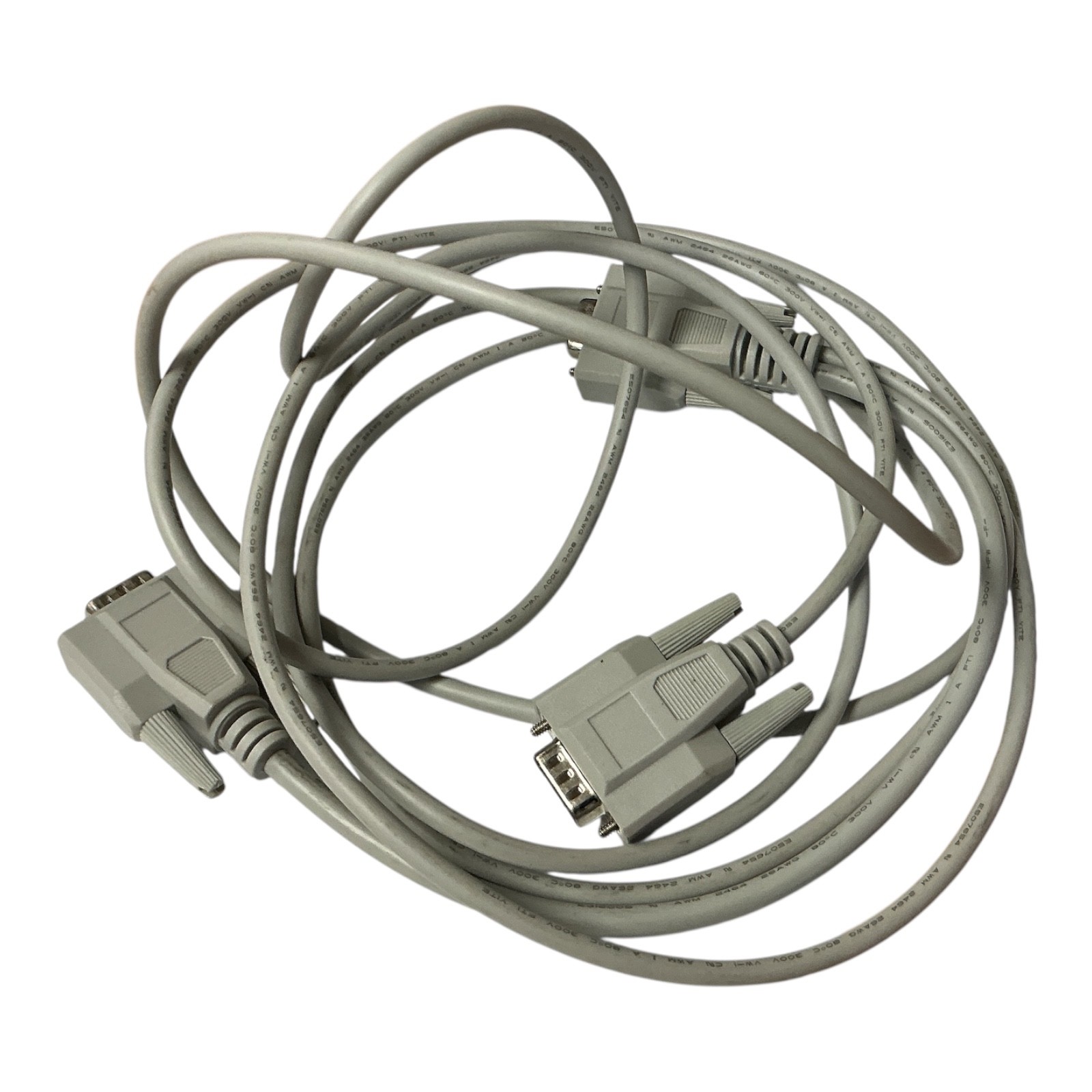 DB9 Male to Dual DB9 Female Serial Y Cable 10FT + 1FT Branch 26AWG GRAY