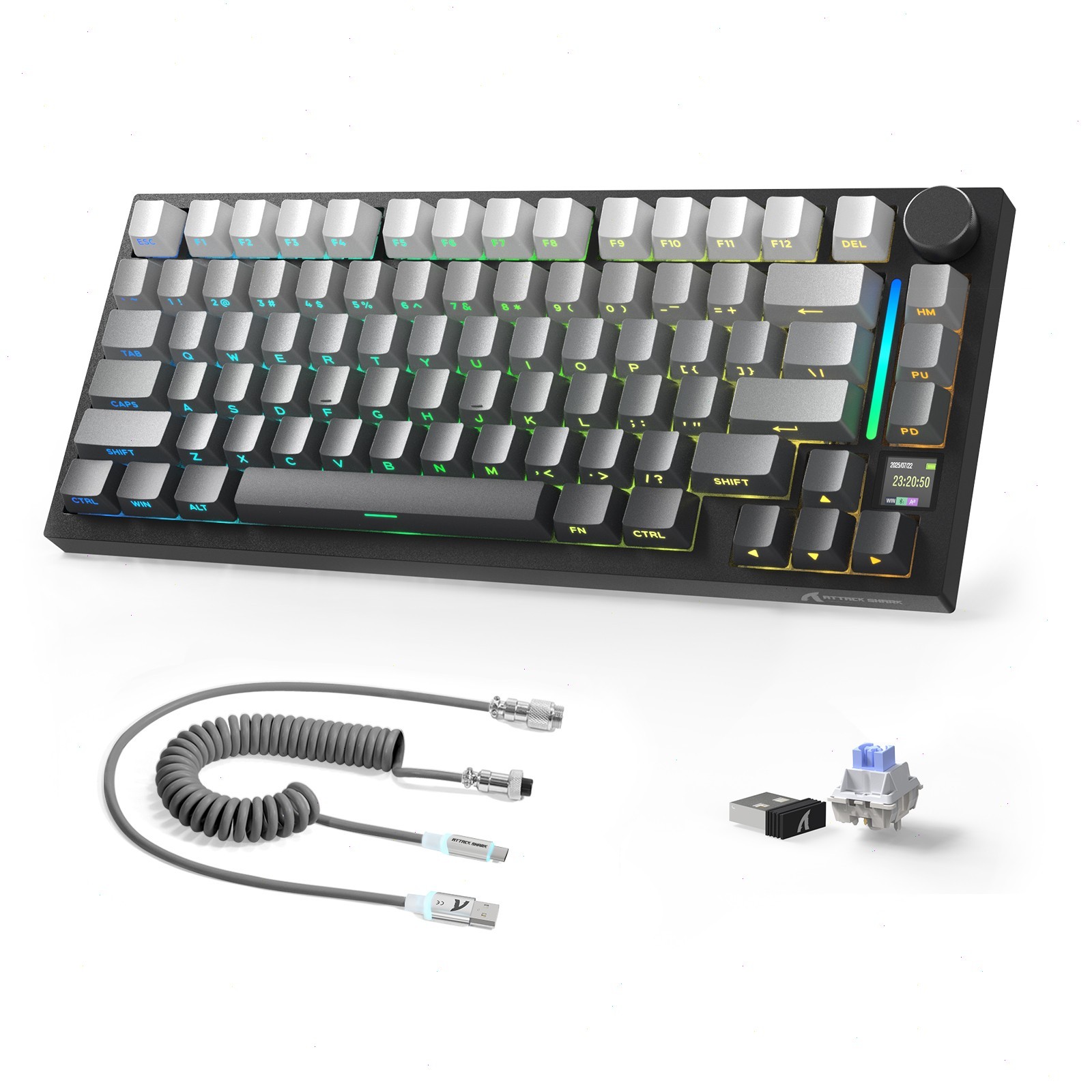 ATTACK SHARK X820Ultra 75% Tri-mode Gasket Keyboard Gradient Side Print PBT TFT