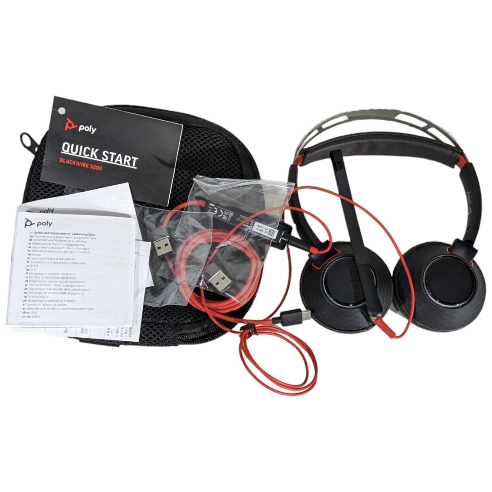 Plantronics (Poly) Blackwire C5220 Headphones Mic USB-A Headset 207576-01