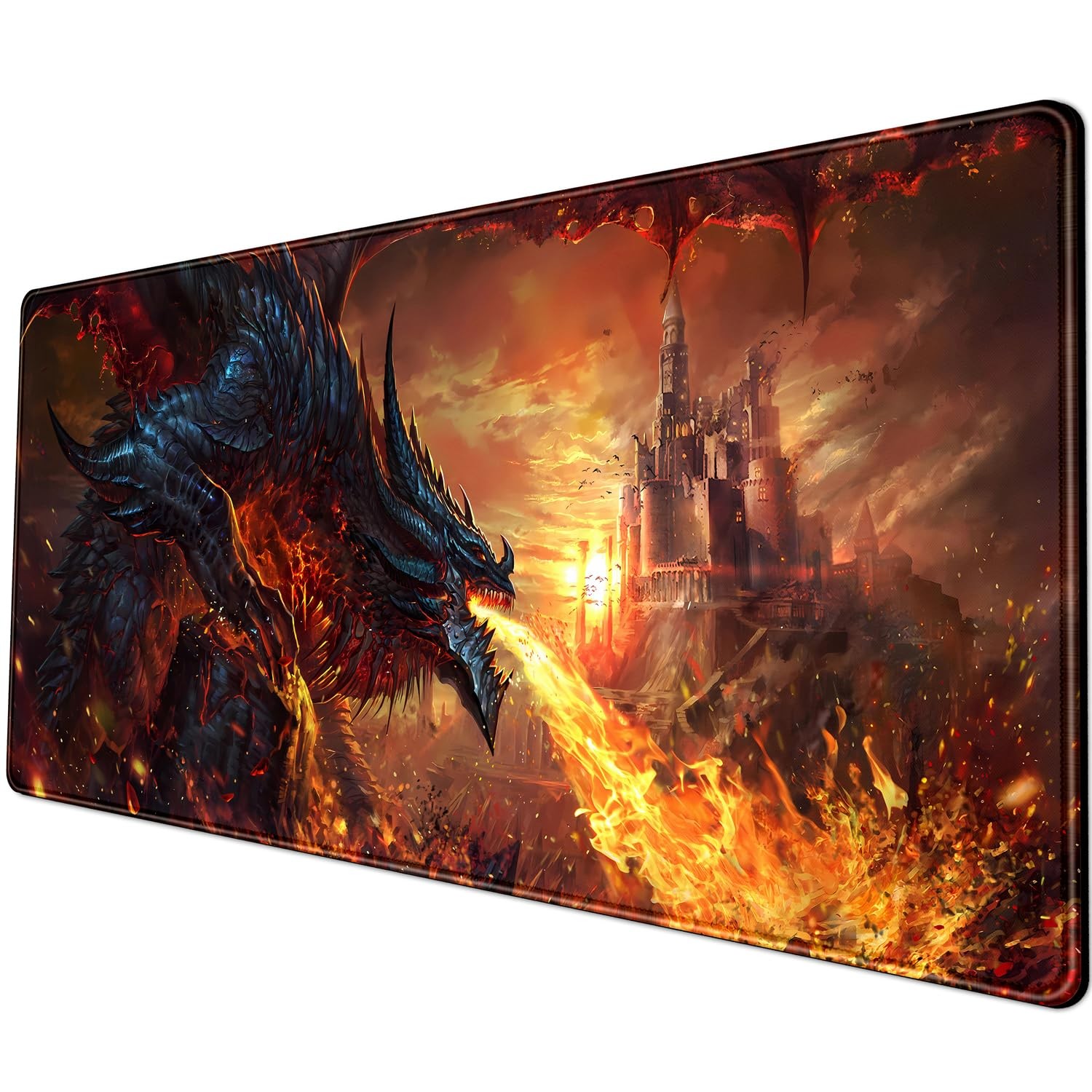 Japanese Desk Mat Dragon Castle Desk Pad Game Aesthetic Mouse Pad Large Gamin...