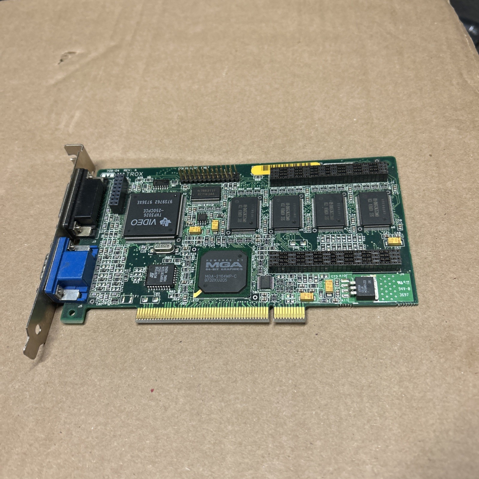 MATROX 708-04  MGA-2164W MILLENNIUM 4MB PCI VGA  video card tested works