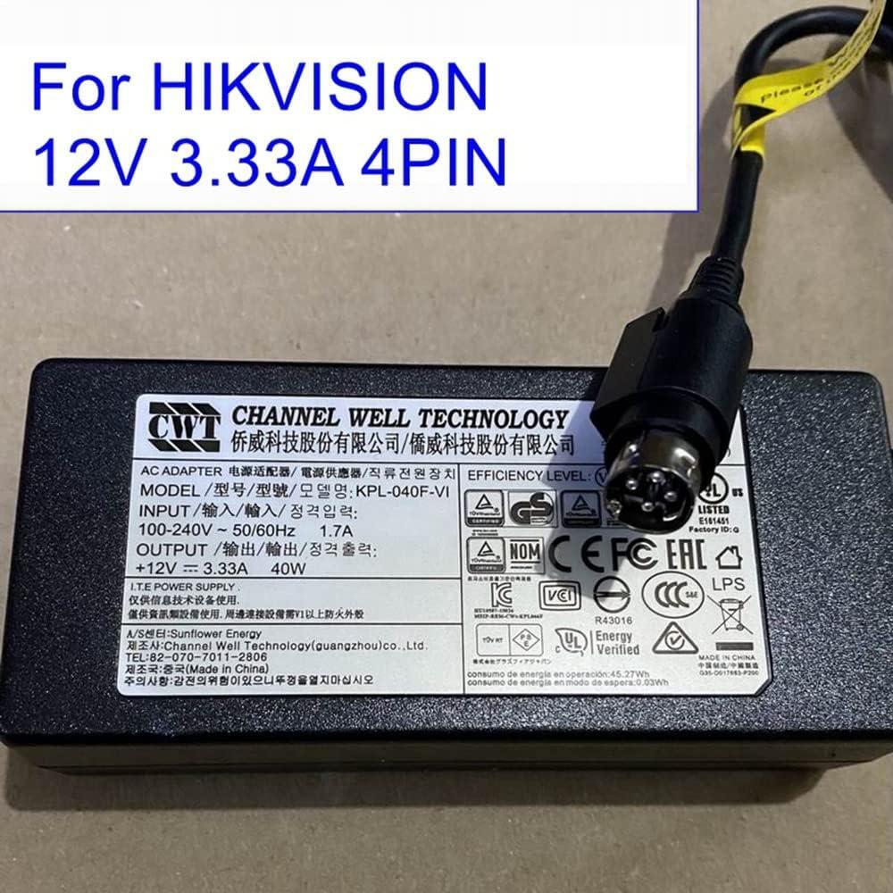 KPL-040F-VI 4-Pin Power Adapter 40W 12V 3.33A for 7808HGH/7816HGH/7216HQHI-K1