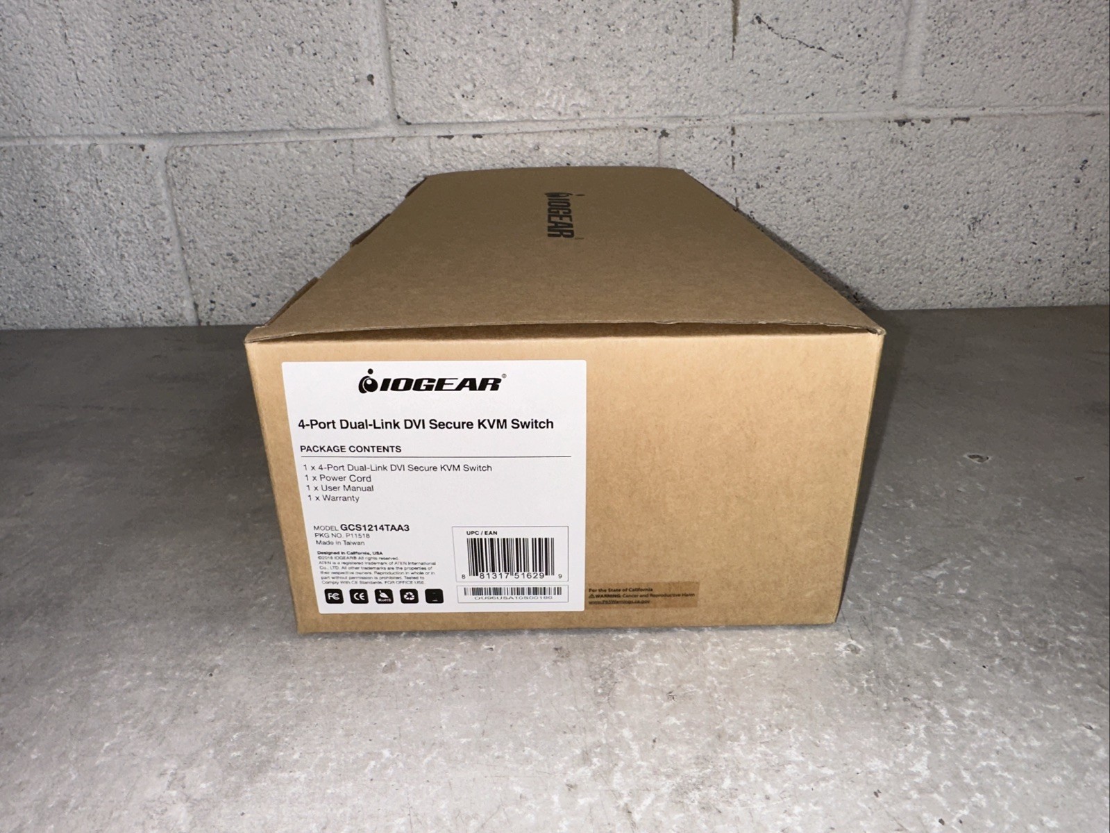 New - IOGEAR 4-Port Dual-Link DVI Secure KVM Switch | Model: GCS1214TAA3