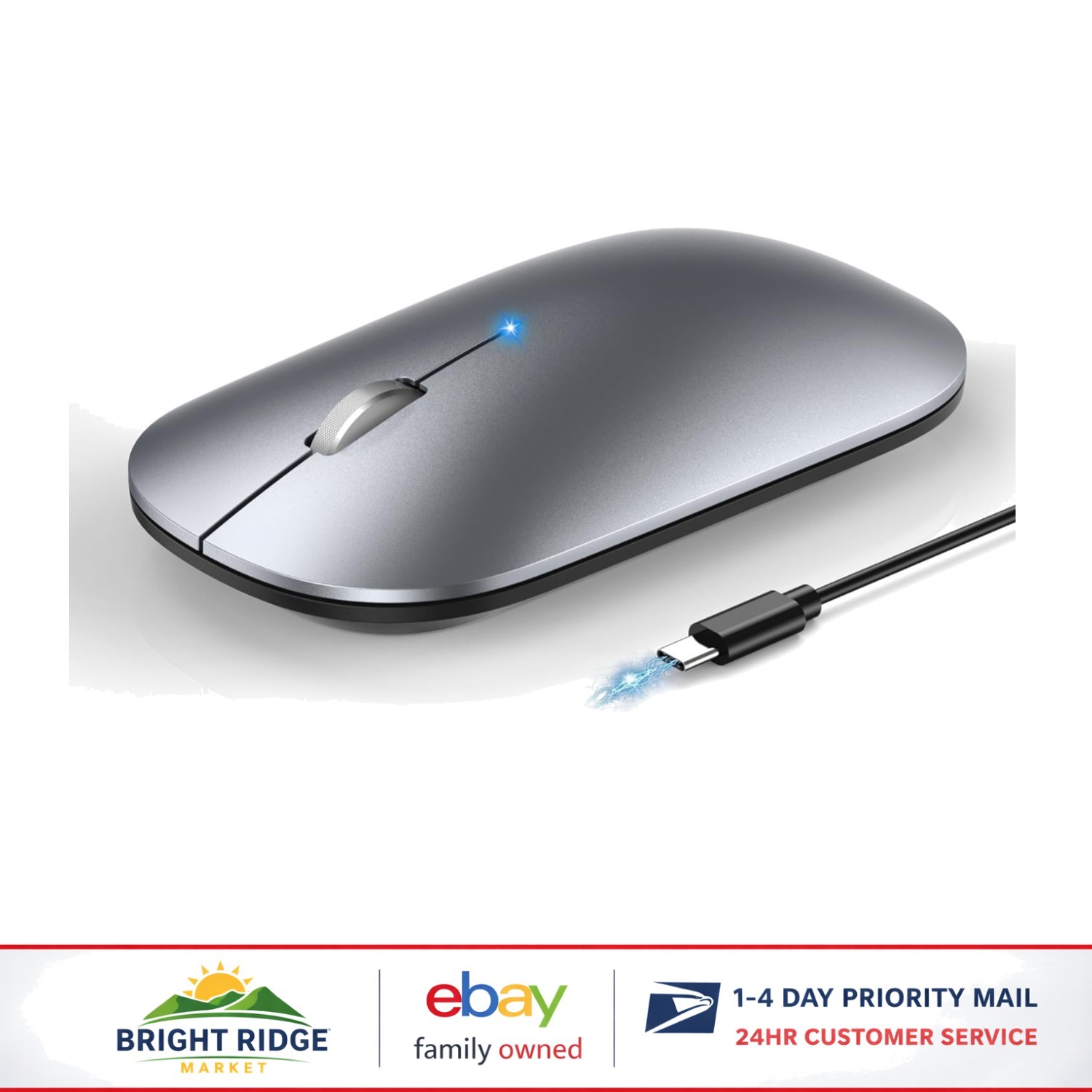 Portable Optical Mouse for MacBook, Windows, Chromebook, Silent Click Feature