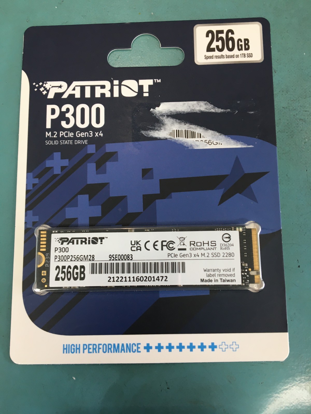 New Patriot 2280mm P300 256GB M.2 NVMe Gen 3.0 x 4 SSD P300P256GM28