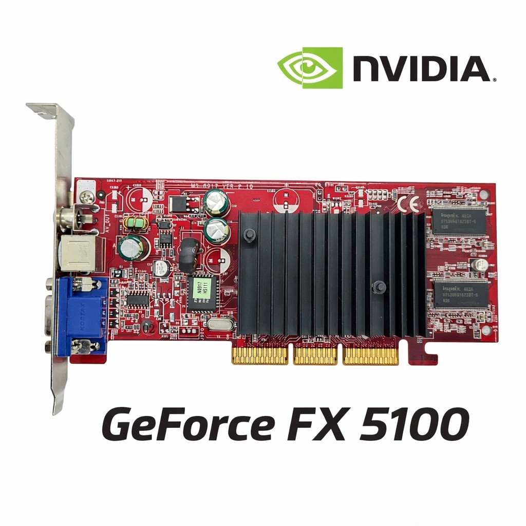 NVIDIA GeForce FX 5100 AGP Graphics Card VGA DVI TV-Out Vintage XP Tested