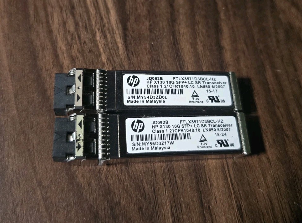 Lof of 2 HP HPE JD092B FTLX8571D3BCL-HZ 10GBASE-SR SFP+ 850nm Fiber Transceivers