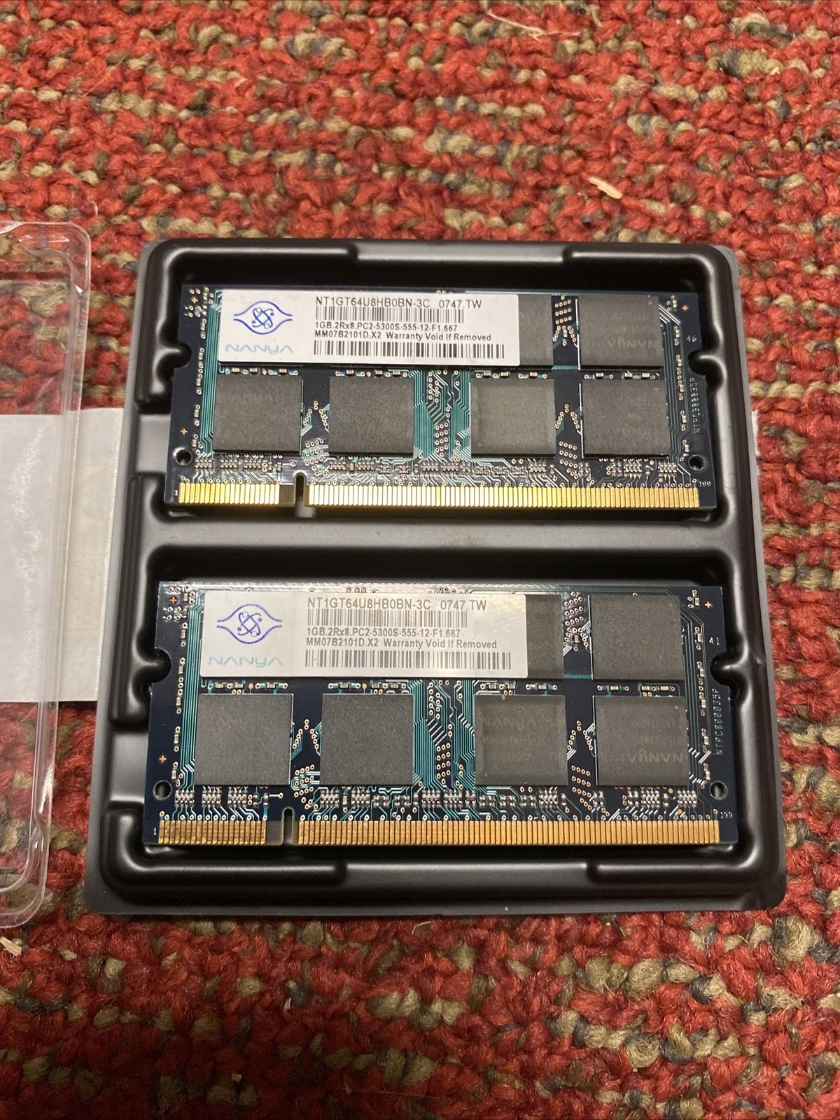 2x Nanya 1GB 2Rx8 PC2-5300S DDR2 Memory Ram NT1GT64U8HB0BN-3C 2 Gb Total