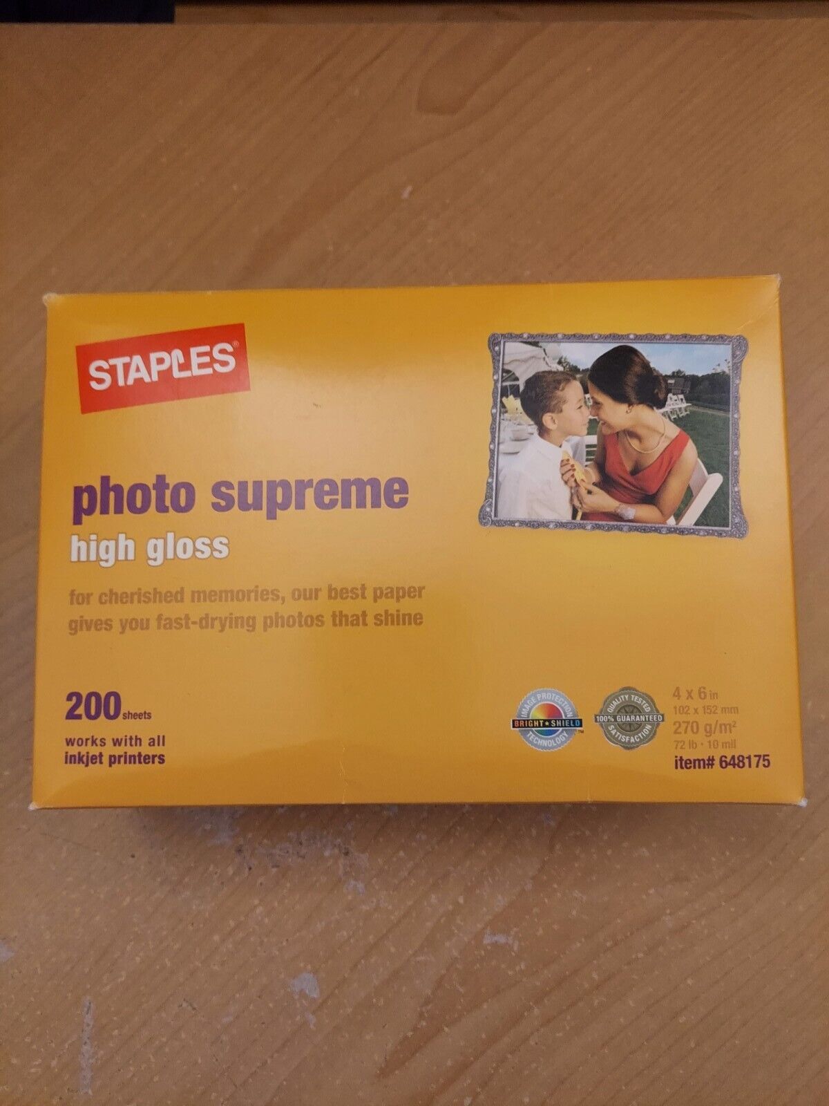 Staples Photo Supreme High Gloss photo sheets 4x6 10 mil 200 sheets (open box)