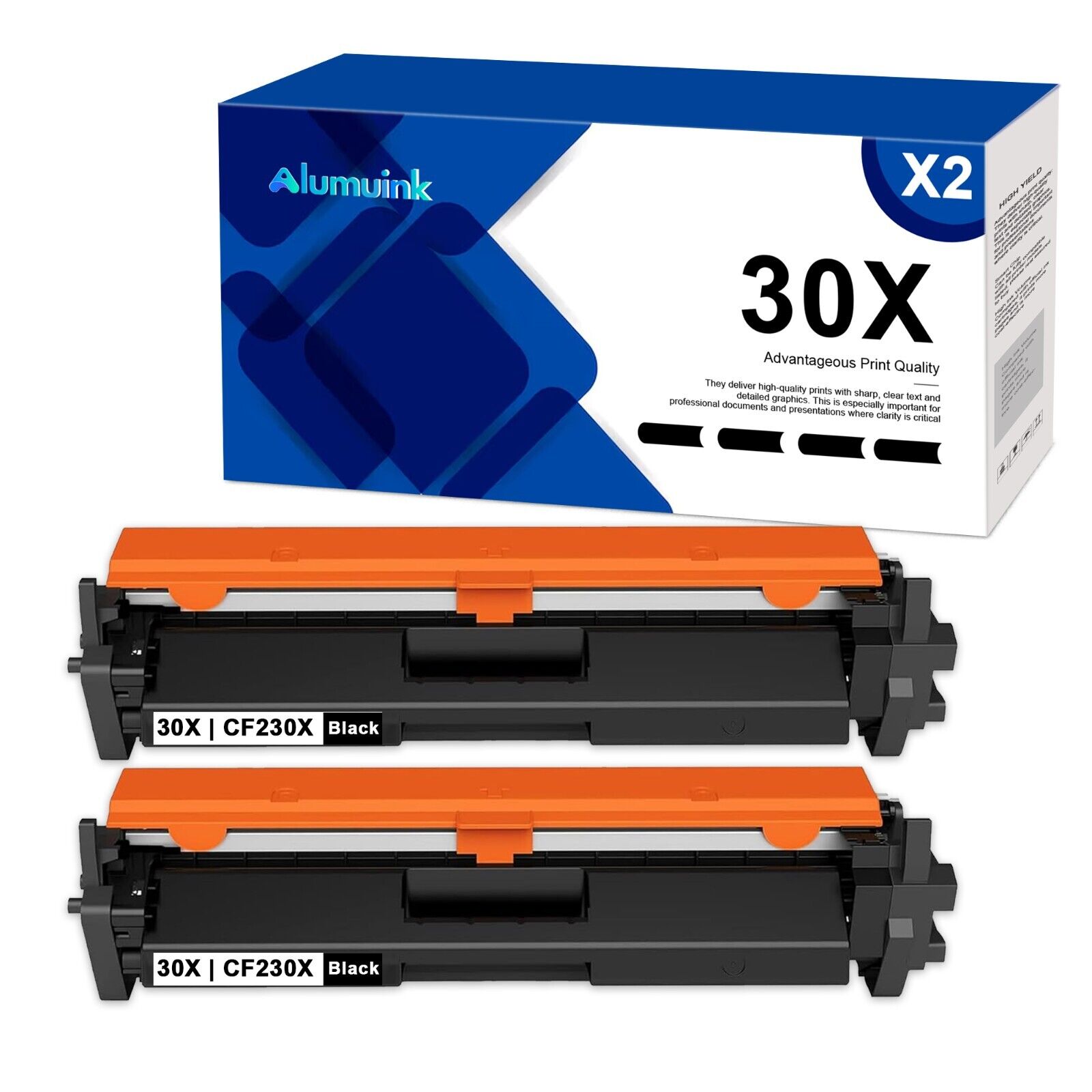 2PK 30X CF230X Black Toner Cartridge Replacement for HP 30X Pro MFP M227fdw