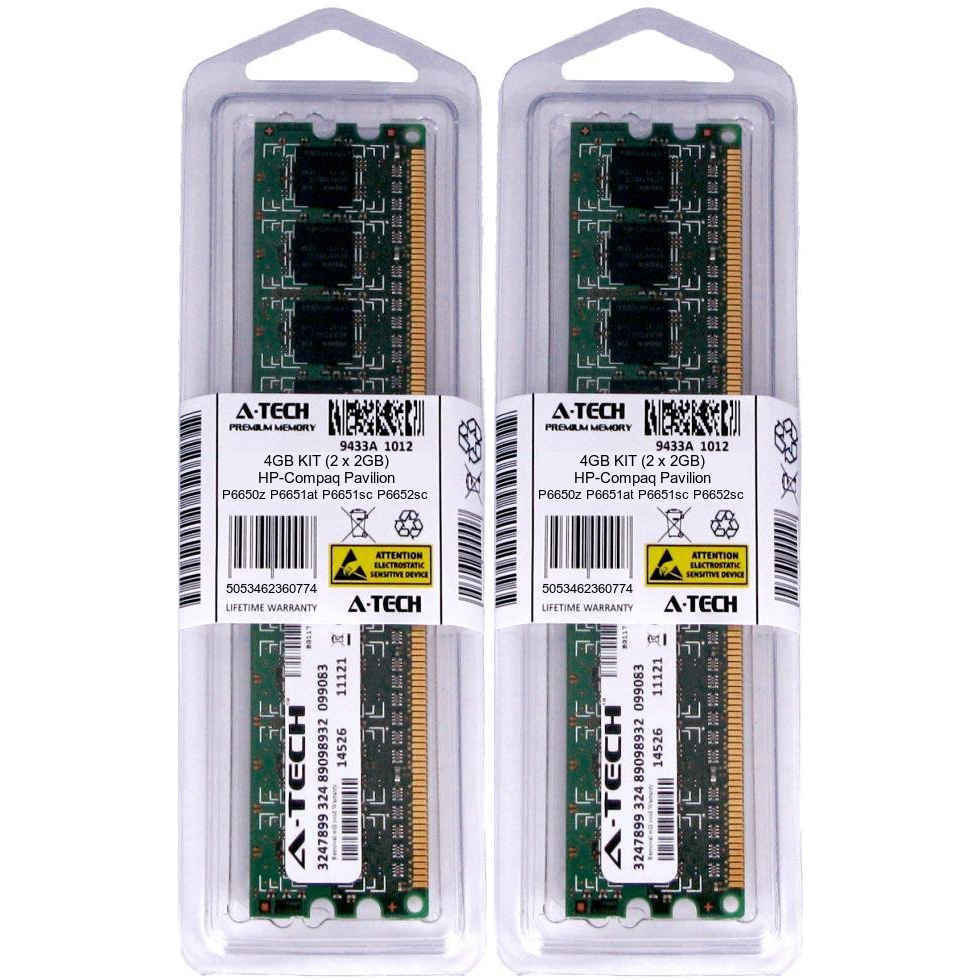 4GB KIT 2 x 2GB HP Compaq Pavilion P6650z P6651at P6651sc P6652sc Ram Memory