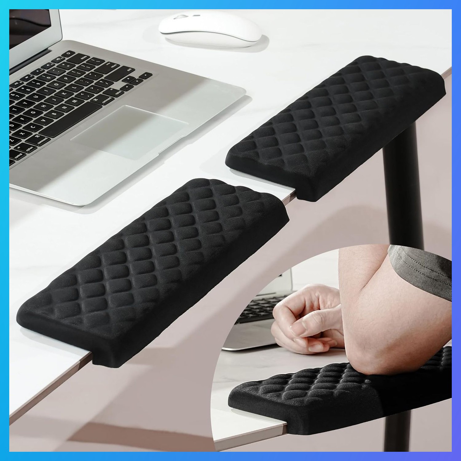 L-Shaped Desk Elbow Pad for Desk, Memory Foam Elbow Support Padding with Non-Sli