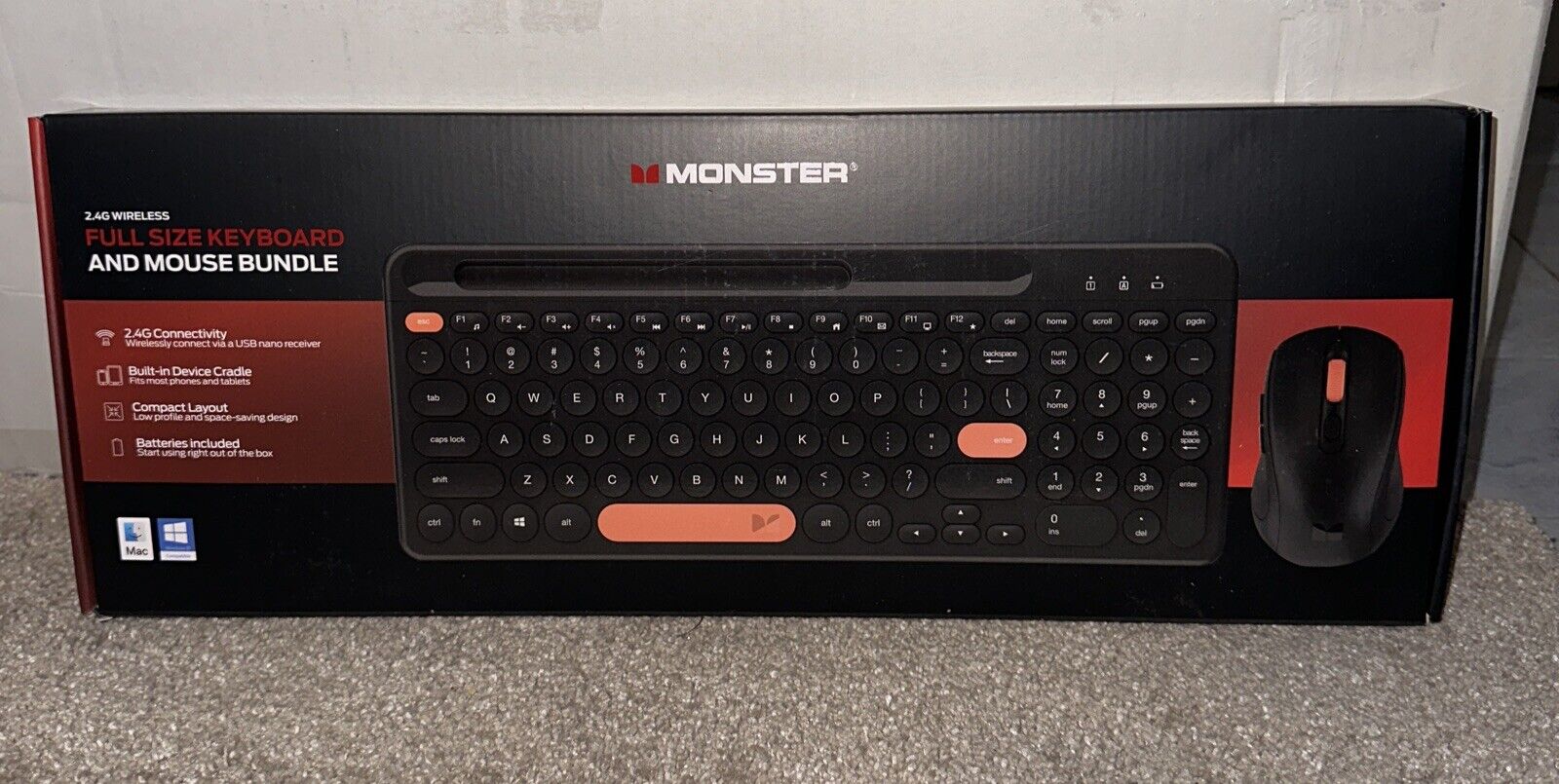 🔥NEW Monster  Multidevice Wireless Keyboard -  Connect up to 4 devices - BLACK