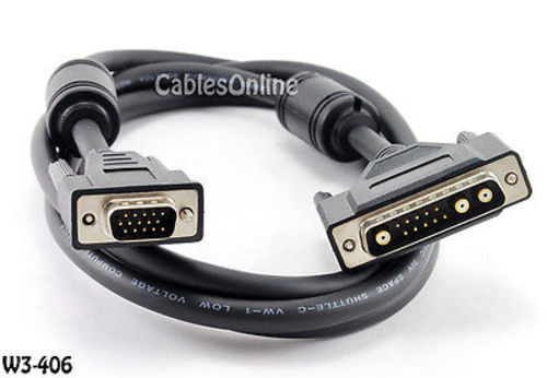 6 ft. 13W3 (SunMicro) Male to SVGA (HD15) Male Monitor Cable w/ Ferrite - W3-406
