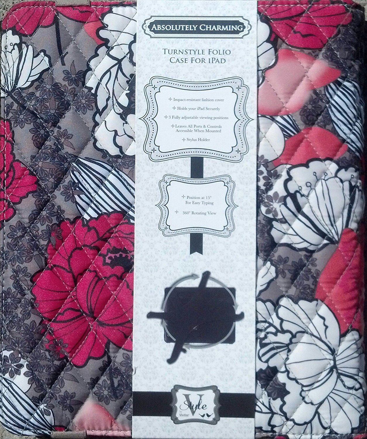 Absolutely Charming Turnstyle Folio Case For iPad by VIVITAR 360° Rotating View
