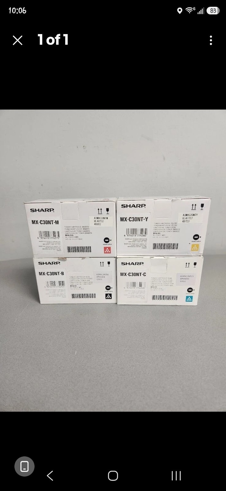 Genuine Sharp MX-C30NT-B/C/Y/M For use in MX-C250/MX-C300 Toner Cartridges