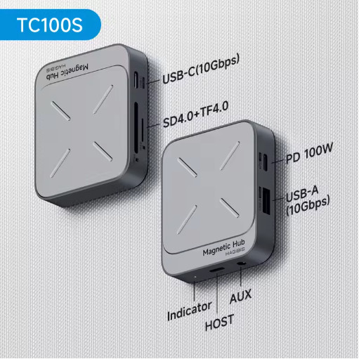 Magnetic USB C Hub Multiport Adapter 4K HDMI 100W PD Docking Station