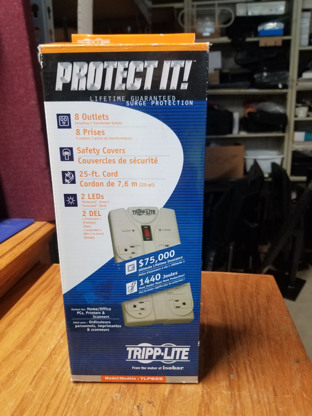 Tripp Lite TLP825 Protect It 8-Outlet Surge Protector 25 ft Cord--Open Box