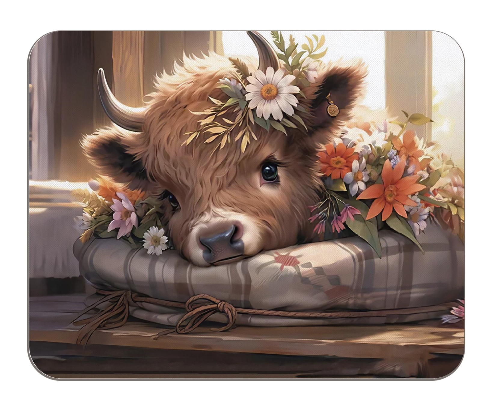 Highland Cow Mouse Pad - Highland Cow Mouse Pads for Desk, Floral Mouse Pad, ...