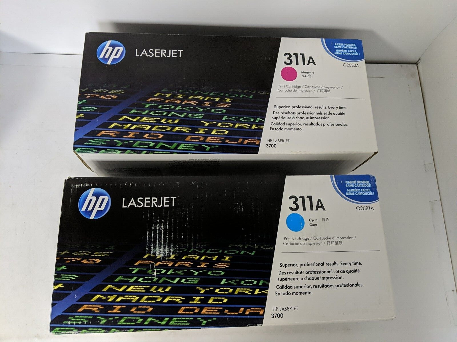 LOT OF 2 HP LASERJET 311A MAGENTA Q2683A, CYAN Q2681A - 3700