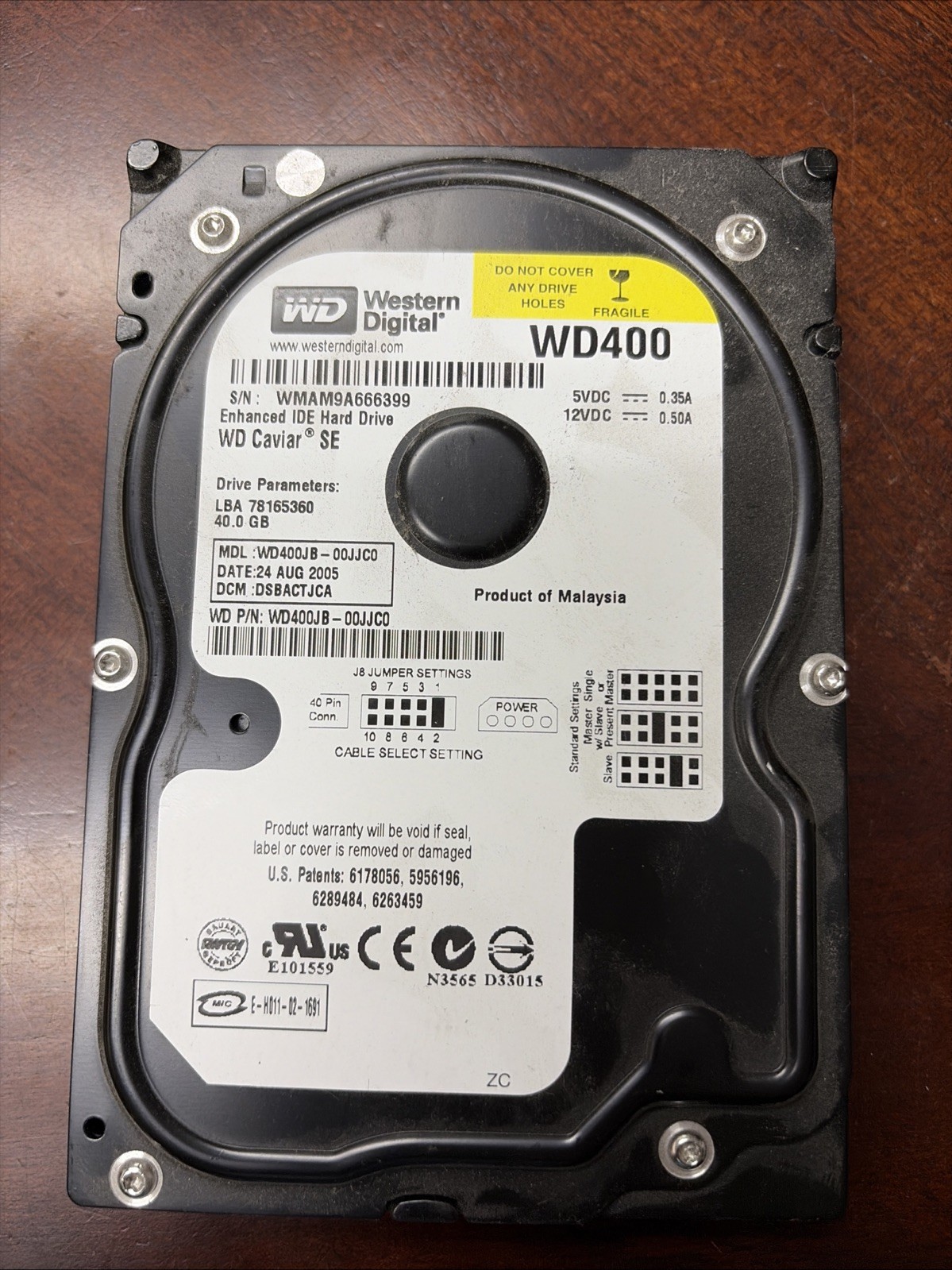 Western Digital WD Caviar 40GB Internal 3.5" (WD800JB-00JJC0) HDD