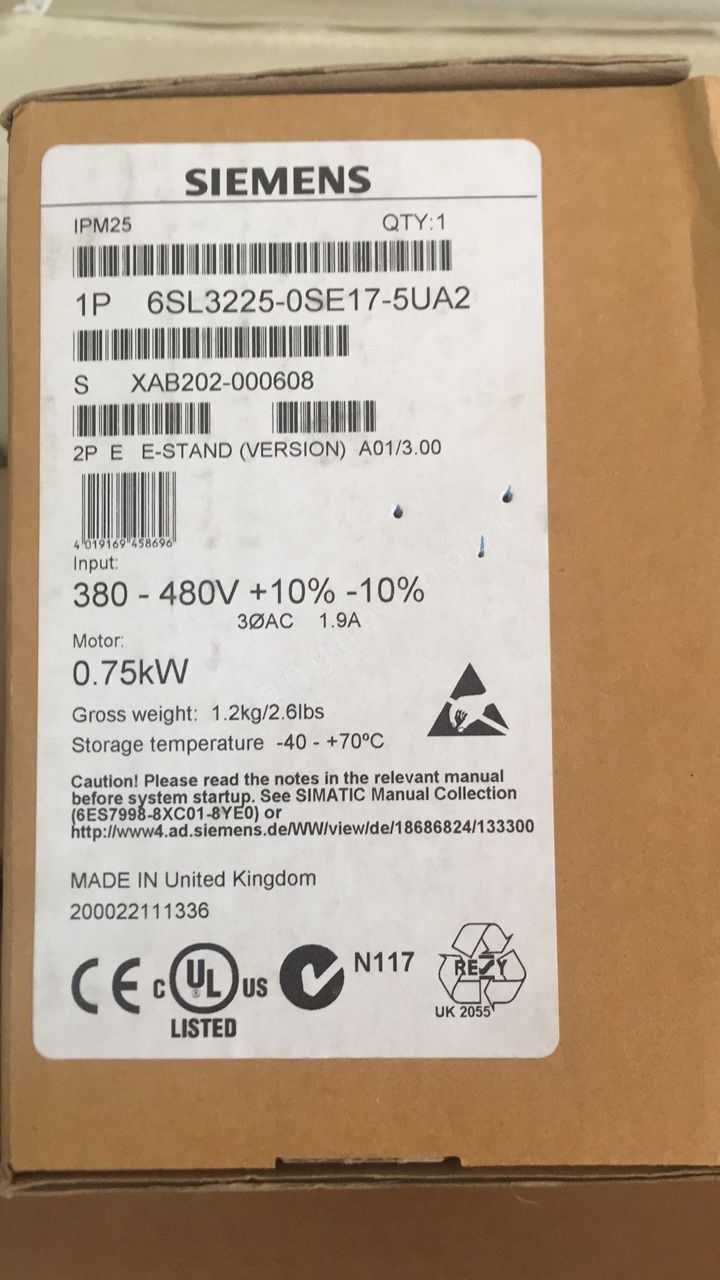 1PC NEW Siemens 6sl32250se175ua2 6SL3225-0SE17-5UA2 