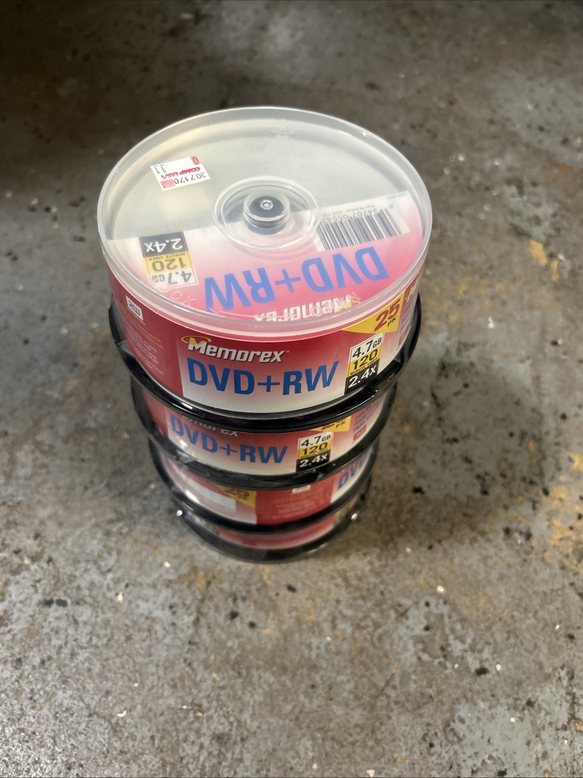 Lot of 100 Memorex DVD+RW Four 25 Pack 4.7 GB 2.4X 120 Min Rewritable New Sealed