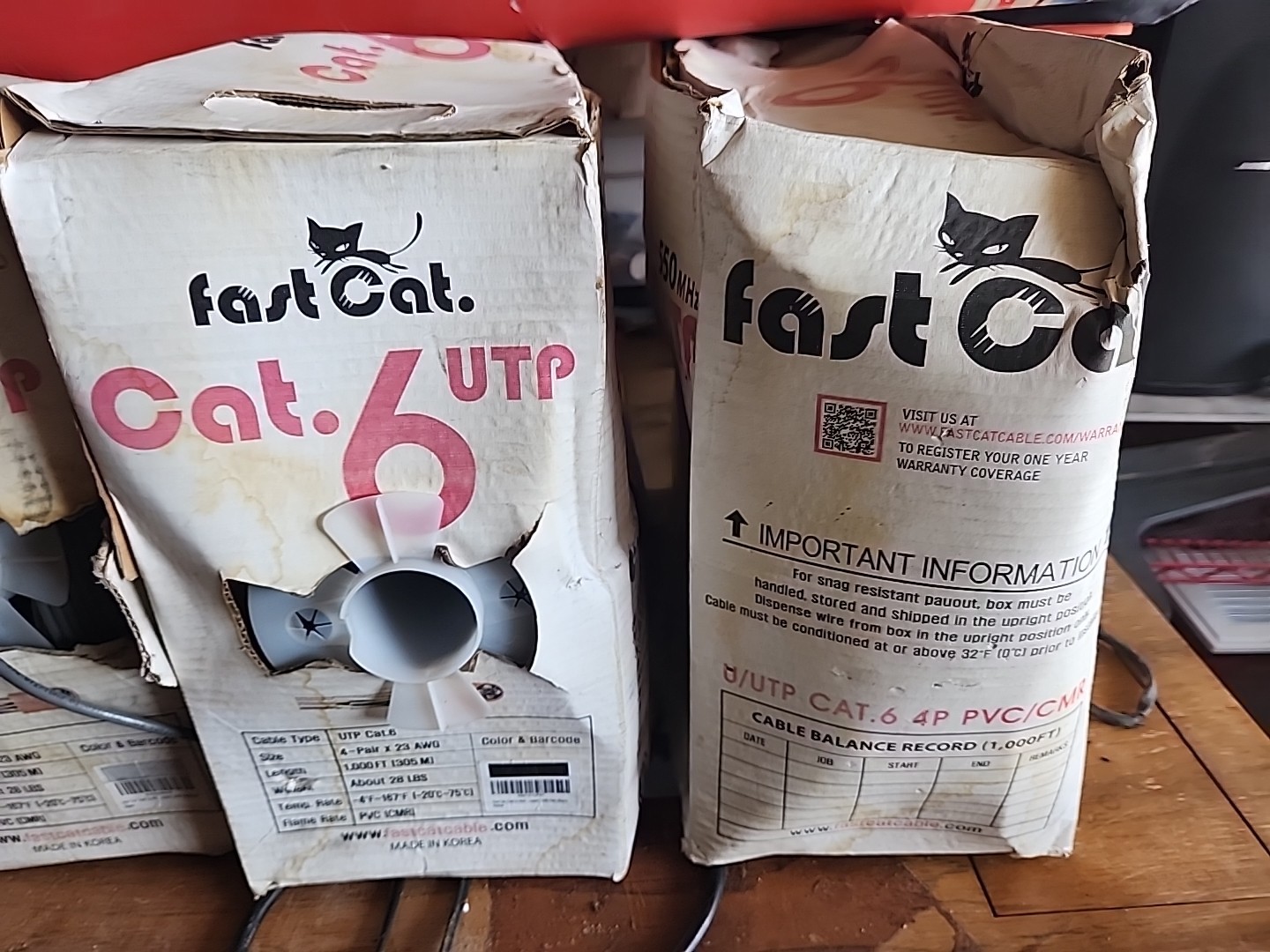 New Box Fast Cat UTP Cat 6 4-Pair x 23 AWG 1000ft PVC -4⁰~167⁰ + Bonus Free