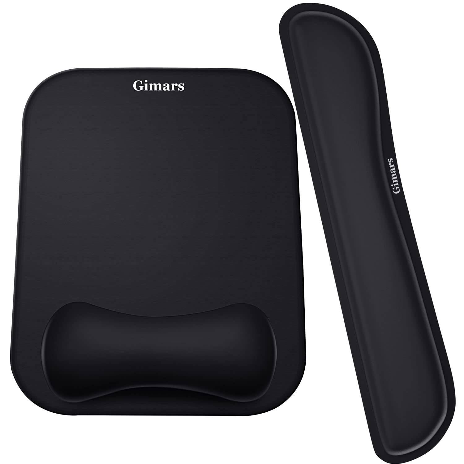 Elongate Smooth Lycra Ergonomic Mouse Pad Wrist Rest Set Gel Memory Foam