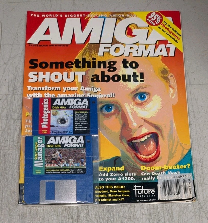 Amiga Format Magazine w/Disks ©March1995 Photogenics Super League Manager +MORE