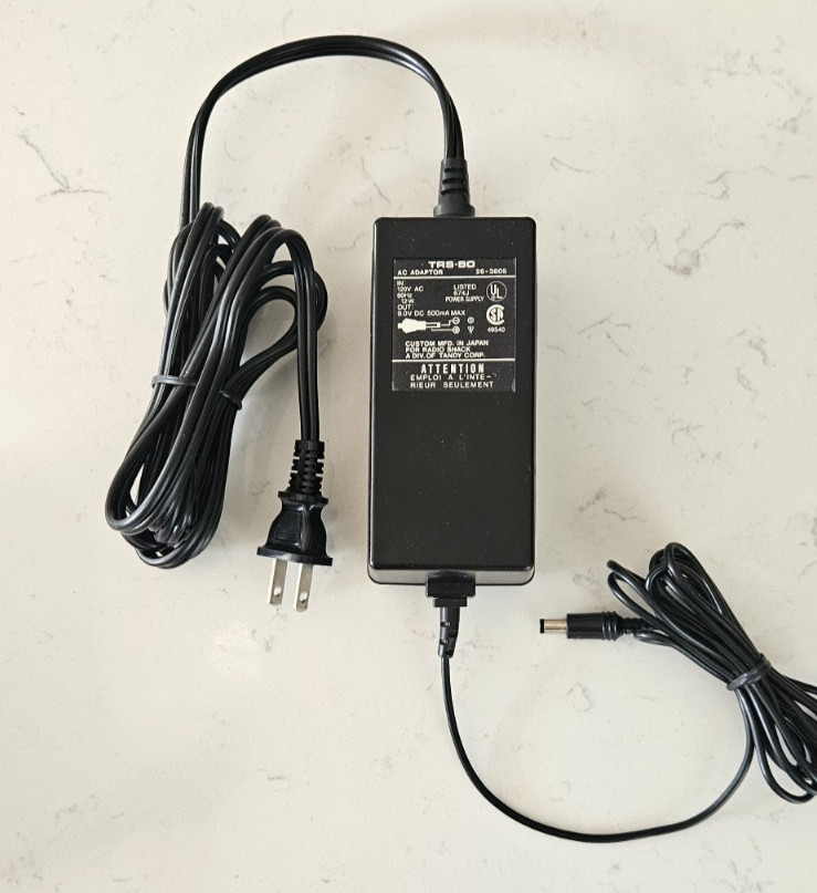 Vintage Radio Shack TRS-80 PC-2 26-3605 AC Adapter 9V 500mA Tested